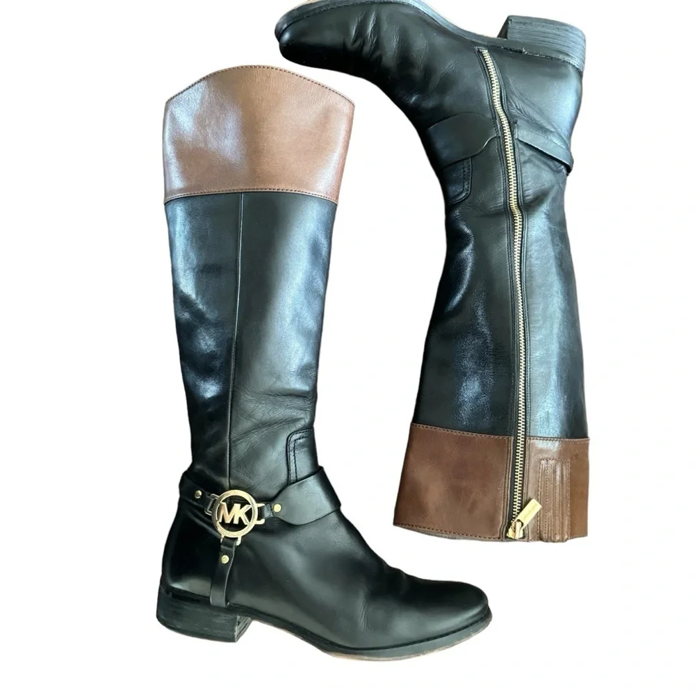 Michael Kors Leather Fulton Harness Equestrian Riding Boot Size 9